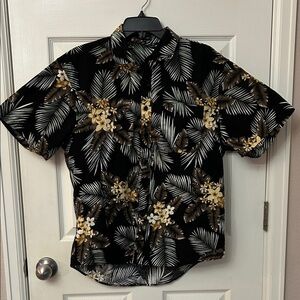 Tropical Black Floral Short Sleeve Shirt